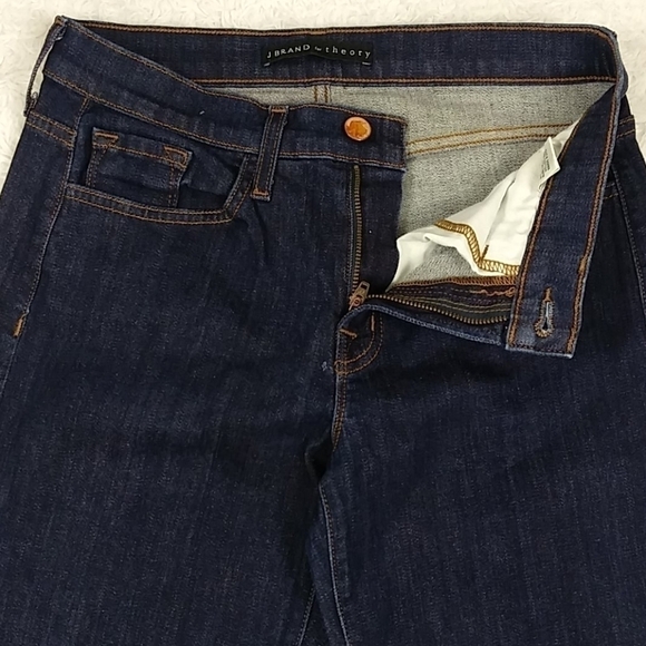 J Brand For Theory Georgia Philosophy Blue Raw Dark Wash Mid Rise Ankle Jean - Picture 5 of 14